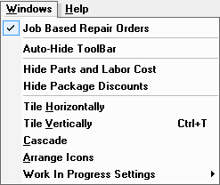 The windows menu expanded.