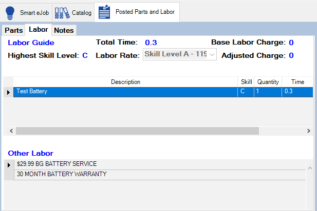 The labor tab with epicor labor and other labor.