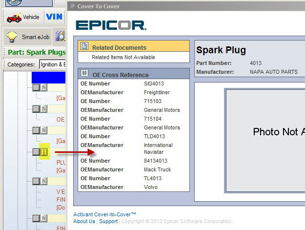 Cover to Cover information from Epicor opened from a part line.