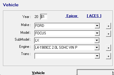 The ACES vehicle fields on the vehicle tab.