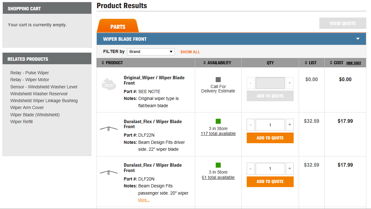 A picture appears of the AutoZone search results.