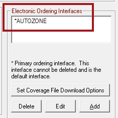 the supplier window with the AutoZone interface configured. 