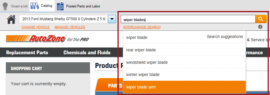 A picture of keywords entered in the search area.