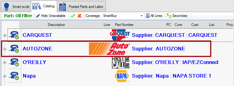 the AutoZone section with a green checkmark on the phone.