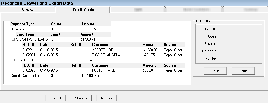 The Credit Cards tab.