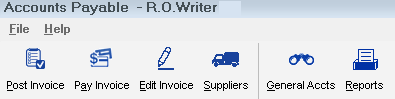The Accounts Payable toolbar.
