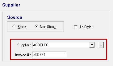 The Editing Part window showing the Invoice # field completed and grayed-out.