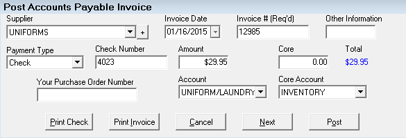 The post to AP summary window.