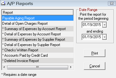 The list of AP Reports.