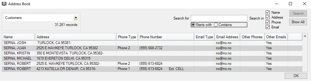 The Address Book window.