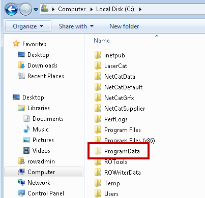 The ProgramData folder circled.