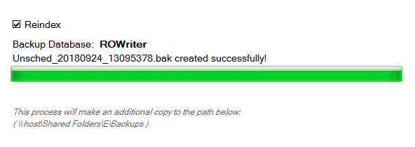The database backup process completed successfully. 