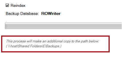 The backup copy location below the progress bar. 