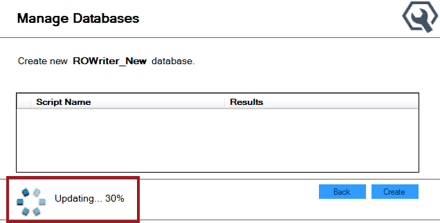 the database being created.