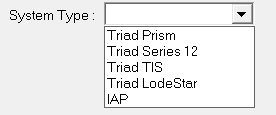 the system type dropdown list.