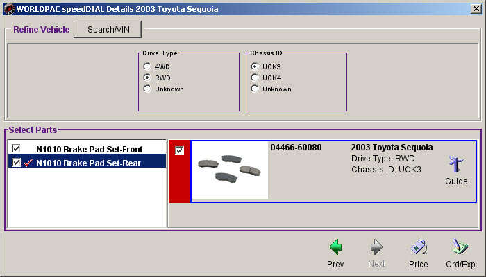 The part details window.