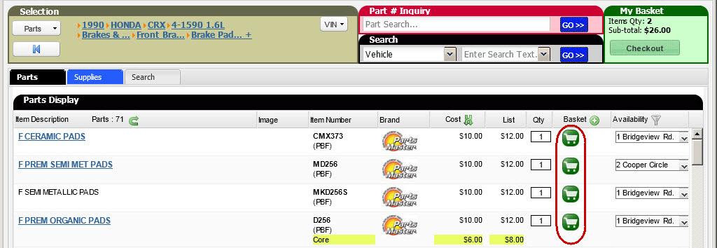 The shopping cart button column circled on the alliance window.