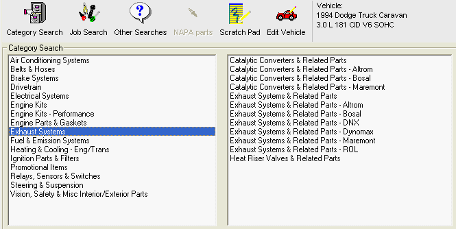 The Category search results.