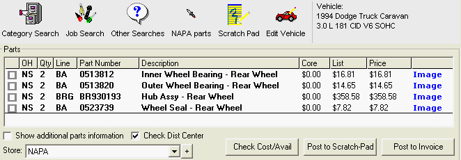 The search results window.