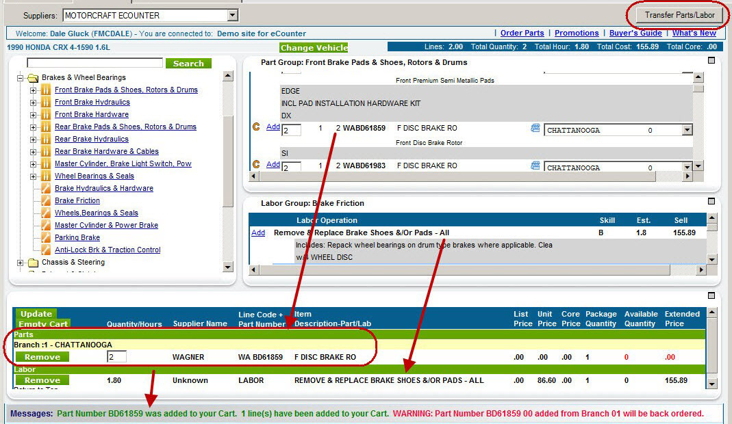 the Transfer button circled at the top of the window.