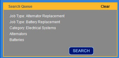 The search queue below the search criteria.