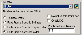 NAPA parts on the eOrder window.