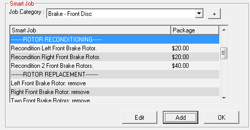 The Edit Smart Jobs window showing a list of jobs for a selected category.