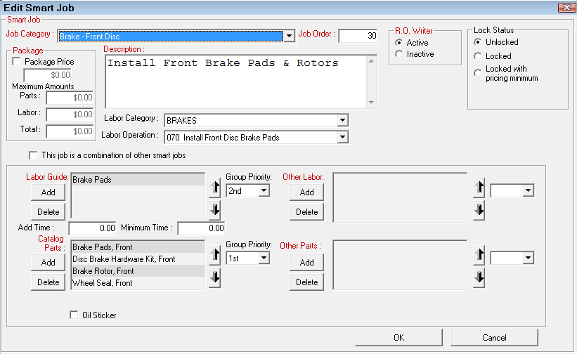 The Edit Smart Jobs Window.