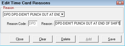 The Edit Time Care Reasons window.