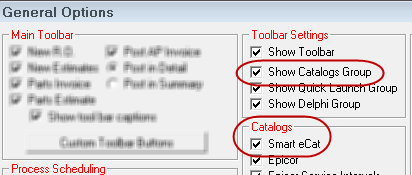 Smart eCat selected on the General Options window.