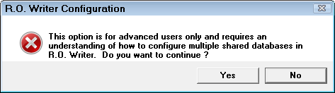 The warning prompt advising you that multiple databases are only for advanced users.