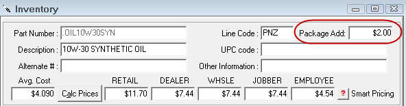 The Package Add field circled.