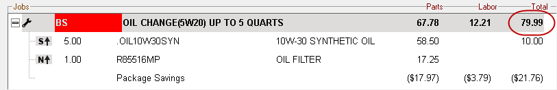 The labor in the Jobs section of the Parts/Labor tab at 10 dollars more.