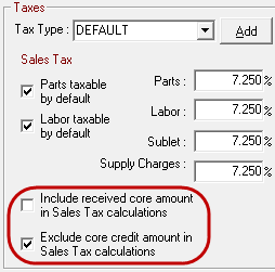 The Core Sales Tax Options.