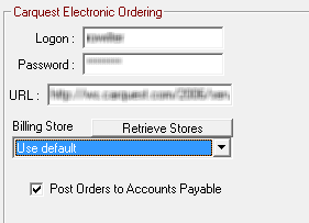 The Electronic Ordering Interface window for CARQUEST.