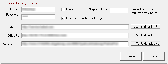 The Electronic Ordering Interface window for the DST interfaces.