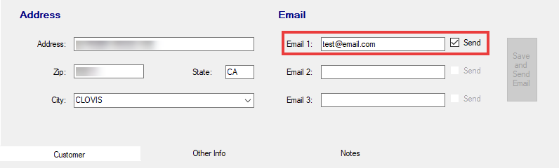 The Edit Customer window with the email settings in place.