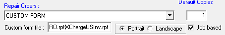 USRO.rpt|USInv.rpt entered into the Custom form file field.