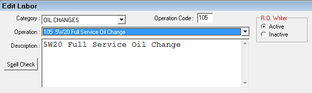 The Edit Labor window.