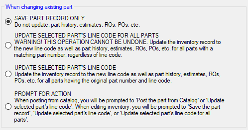 The when changing existing part section.