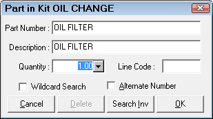 The found part on the part in kit window.