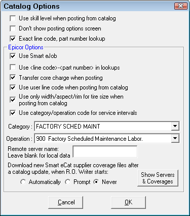 The Catalog Options window.