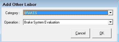 the Add Other Labor pop-up window.