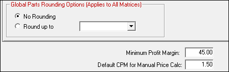 The global settings in smart matrix pricing.