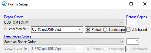 The Repair Order field with the standard configuration of custom forms.