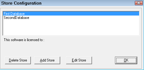 The Store Configuration window with the First Database and Second Database in the box at the top.