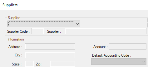 The active Supplier dropdown list. 
