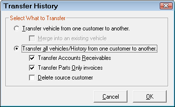 The Transfer History window.
