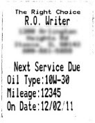 Oil sticker printed with a 0 margin.