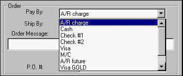 The Pay By dropdown list expanded to show all its options.